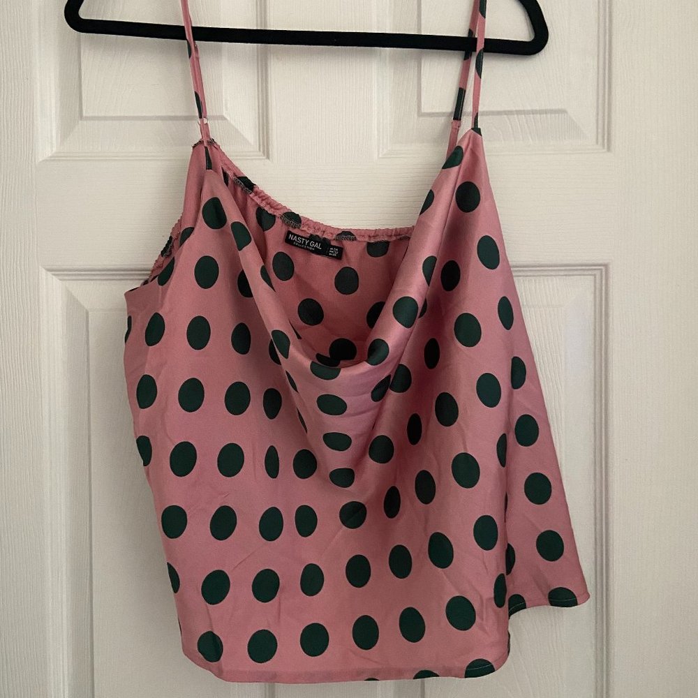 Nasty Gal Plus Size Polka Dot Cowl Neck Cami Top 20